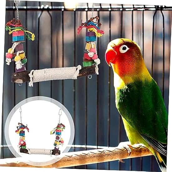 Balacoo 3pcs Parrot Chewing Toy Pets Toys Rope Bird Swing Parrot Bite Toy Bird Chewing Toys Cage Hammock Swing Bird Wood Swing Chew Toy Conure Toys Bird Toy Hanging Swing Wooden