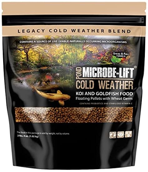 MICROBE-LIFT MLLWG Cold Weather Floating Fish Food Pellets with Wheat Germ for Ponds, Water Gardens, and Fountains, for Live Goldfish and Koi, 2.25 Pounds