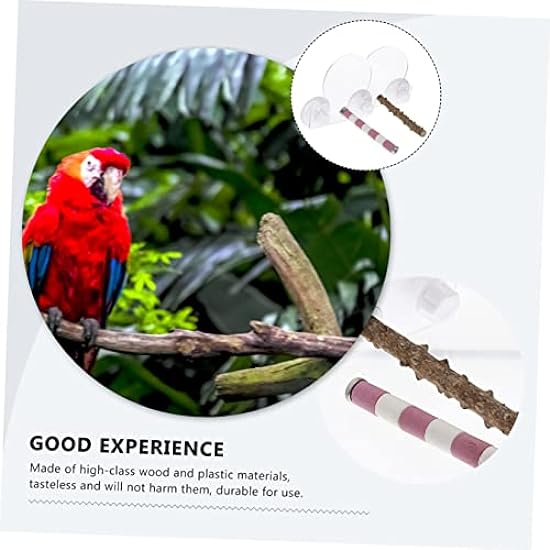 DOITOOL 3 Sets Parrot Stand Cockatiel Toys Parrot Perches Bird Cage Juguetes Suction Cup Shower Perch Bird Stands Bird Stand Toy Parakeet Perch Toy with Suction Cup Wood Accessories