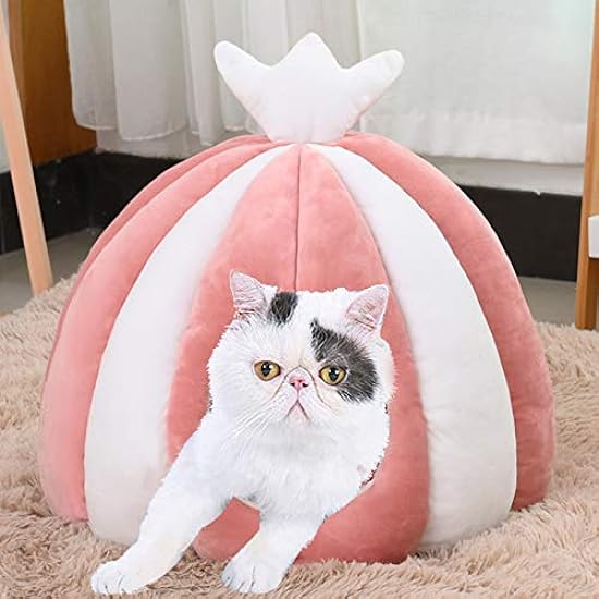 Cat Tent Bed, 2-in 1 Self-Warming Comfortable Triangle Cat Igloo Bed Cozy Pet Bed Warm Cave Nest Sleeping Bed Puppy House with Removable Washable Cushioned for Cats and Small Dogs