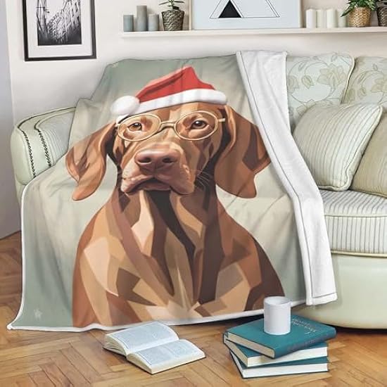 FunkySmiley Minimalistic Xmas Pet Arts, Vizsla, 231014 - Cozy Plush Fleece Blanket for Dog Lovers, Full-Color Paw Print Design