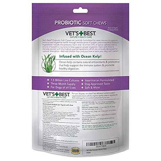 Vet´s Best Probiotic Soft Chews Dog Supplement | Supports Dog Digestive Health | Promotes a Healthy Gut | 90 Day Supply