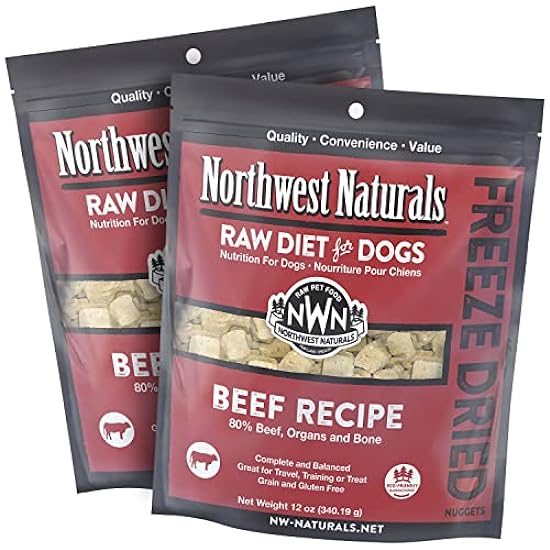 Northwest Naturals Freeze-Dried Beef Dog Food - Bite-Sized Pieces - Healthy, Limited Ingredients, Human Grade Pet Food, All Natural - 12 Oz (Pack of 2)