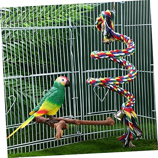 Ipetboom 5 Sets Parrot Toy Parakeet Toys Bird Cage Perch Toy Bird Bath for Cage Rat Cage Accessories Bird Cage Accessories Rope Perch Bird Biting Toy Large Bird Cage Chew Wood Standing Pole